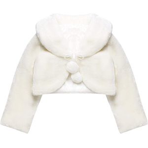 Blulu White Girls Princess Faux Fur Wraps Shawl
